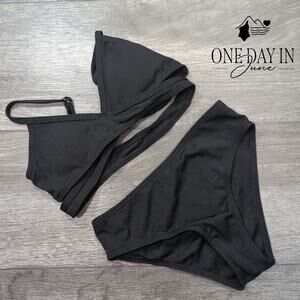 Aleumdr Ribbed Cross Front Bikini Swimsuit Size 7-8Y